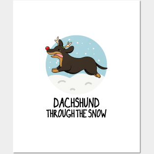 Dachshund Through The Snow Funny Christmas Pun Posters and Art